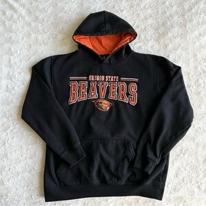 Oregon State Hoodie Mens Large Black Beavers Spell Out Embroidered OSU Colosseum